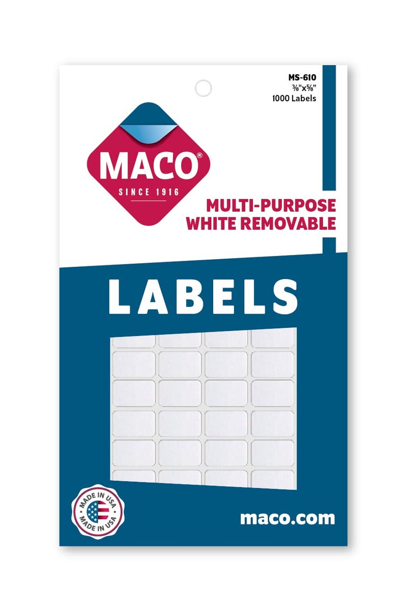 MACO White Rectangular Multi-Purpose Labels, 3/8 x 5/8 Inches, 1000 Per Box (MS-610) - Image 2